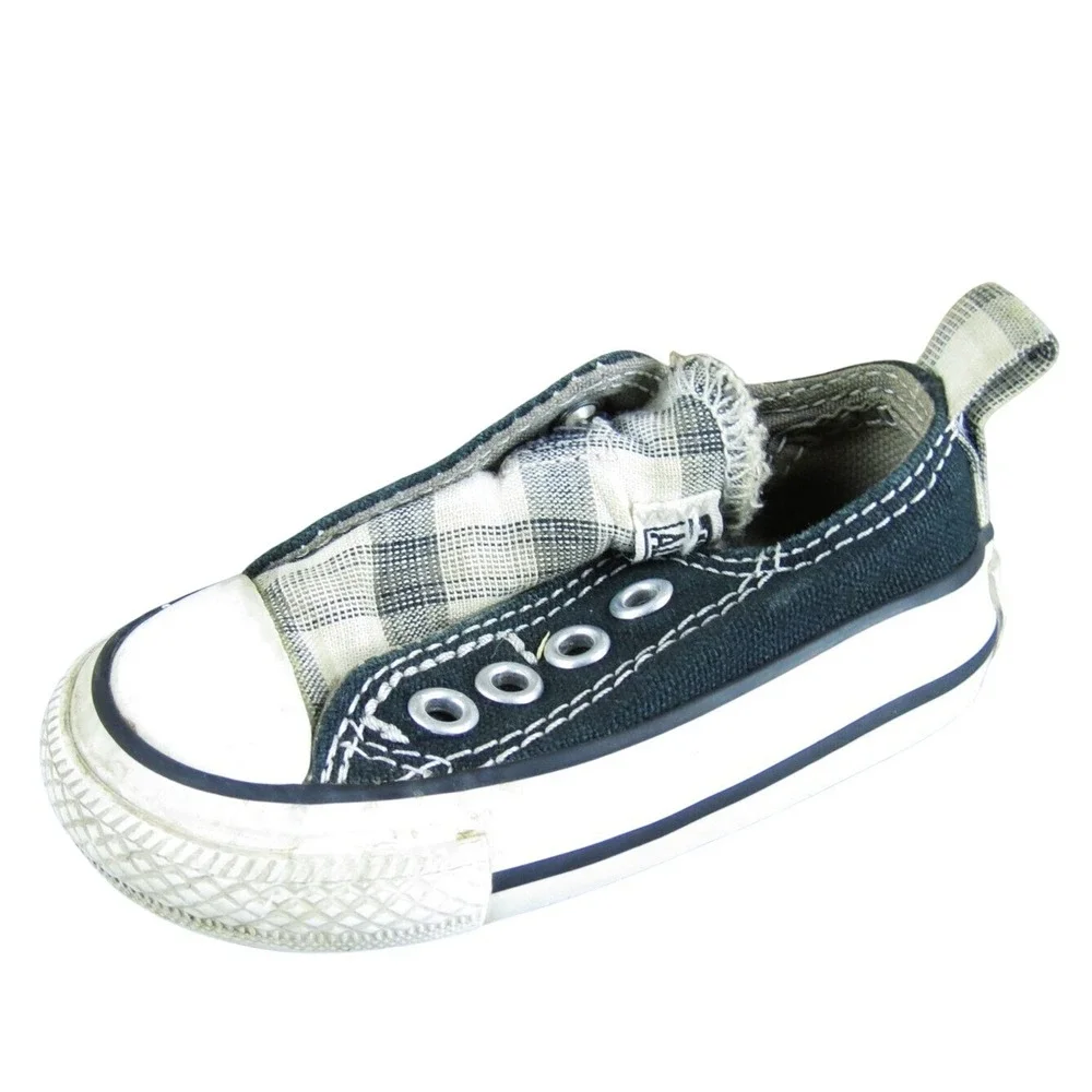 Converse Unisex Sneaker Laceless Sz T 3 Medium‎ Black Fabric Slip On